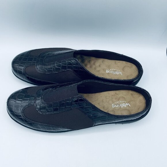 Walking Cradles Shoes Womens Size 11 Wide Brown Croc Print Comfort Mules Slip On - Picture 6 of 11